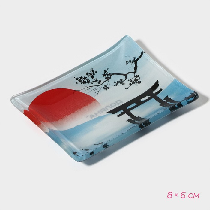 Набор для суши из стекла Доляна «Журавль», 3 предмета: соусники 8×2 см, 8×6 см, подставка 25×15 см - фото 7 - id-p224651780