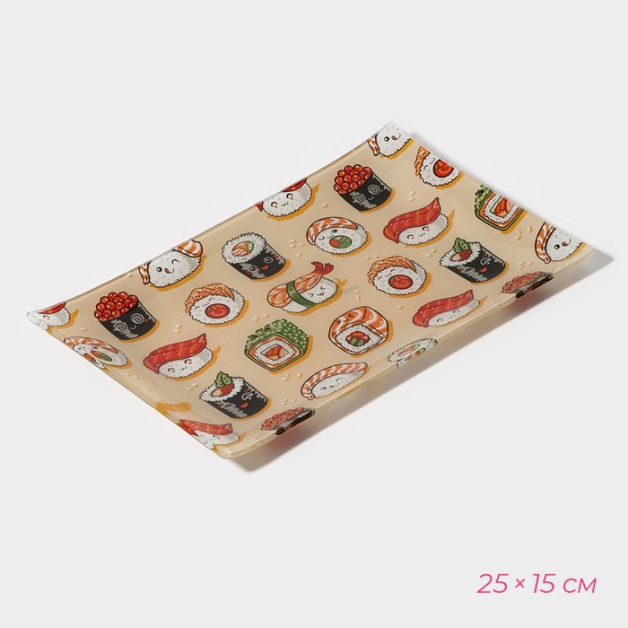 Набор для суши из стекла Доляна «Сет», 3 предмета: соусники 8×2 см, 8×6 см, подставка 25×15 см - фото 4 - id-p224651781