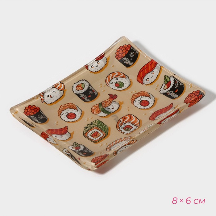 Набор для суши из стекла Доляна «Сет», 3 предмета: соусники 8×2 см, 8×6 см, подставка 25×15 см - фото 7 - id-p224651781