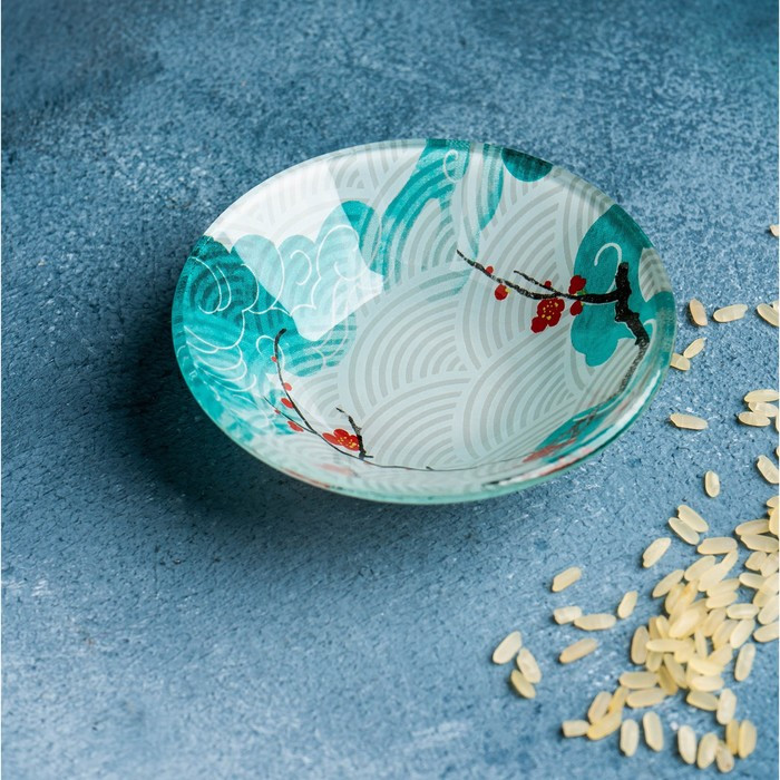 Набор для суши из стекла Доляна «Абстракция», 3 предмета: соусники 8×2 см, 8×6 см, подставка 25×15 см - фото 7 - id-p224651782