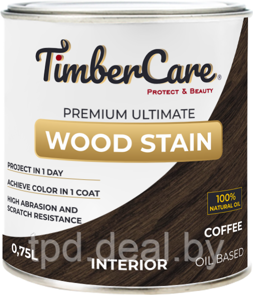 ТОНИРУЮЩЕЕ МАСЛО ВЫСОКОЙ ПРОЧНОСТИ TimberCare Wood Stain, цвет Кофе , 0,75 л - фото 1 - id-p194229092
