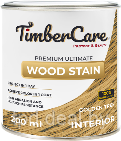 ТОНИРУЮЩЕЕ МАСЛО ВЫСОКОЙ ПРОЧНОСТИ TimberCare Wood Stain, цвет Золотое дерево , 0,2 л - фото 1 - id-p194156070