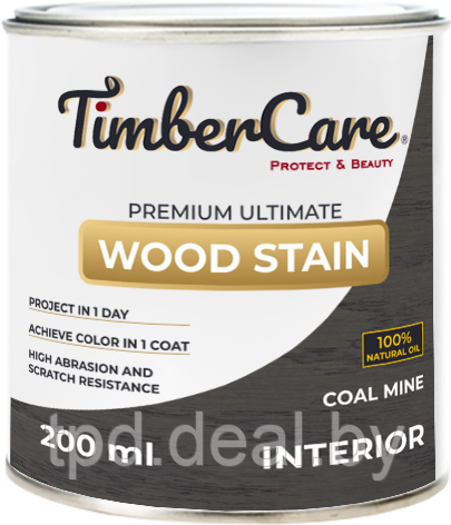 ТОНИРУЮЩЕЕ МАСЛО ВЫСОКОЙ ПРОЧНОСТИ TimberCare Wood Stain, цвет Угольная шахта , 0,2 л - фото 1 - id-p194227967