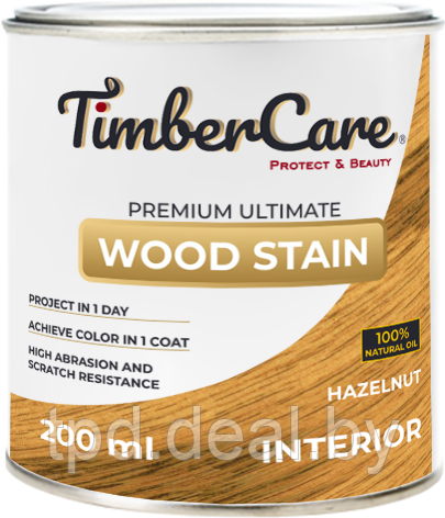 ТОНИРУЮЩЕЕ МАСЛО ВЫСОКОЙ ПРОЧНОСТИ TimberCare Wood Stain, цвет Лесной орех, 0,2 л - фото 1 - id-p194158235
