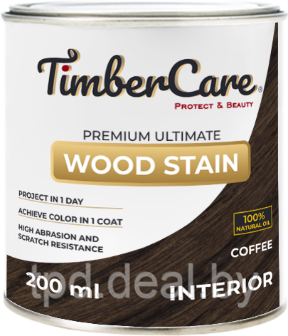 ТОНИРУЮЩЕЕ МАСЛО ВЫСОКОЙ ПРОЧНОСТИ TimberCare Wood Stain, цвет Кофе , 0,2 л - фото 1 - id-p194154315
