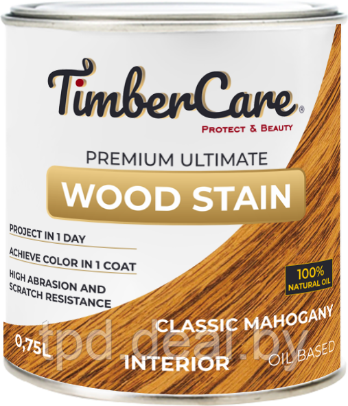 ТОНИРУЮЩЕЕ МАСЛО ВЫСОКОЙ ПРОЧНОСТИ TimberCare Wood Stain, цвет Классический махагон, 0,75 л - фото 1 - id-p194228466