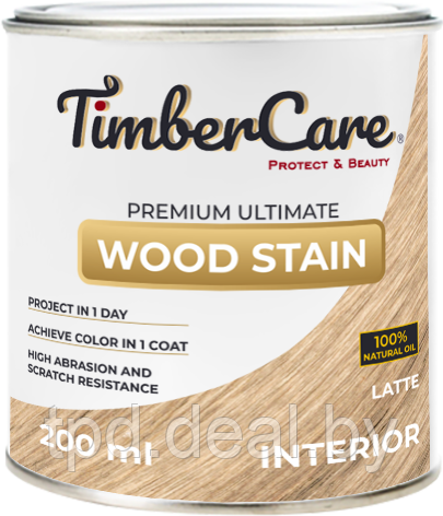 ТОНИРУЮЩЕЕ МАСЛО ВЫСОКОЙ ПРОЧНОСТИ TimberCare Wood Stain, цвет Латте, 0,2 л - фото 1 - id-p194229074