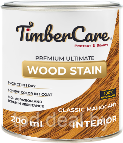 ТОНИРУЮЩЕЕ МАСЛО ВЫСОКОЙ ПРОЧНОСТИ TimberCare Wood Stain, цвет Классический махагон, 0,2 л - фото 1 - id-p194228523