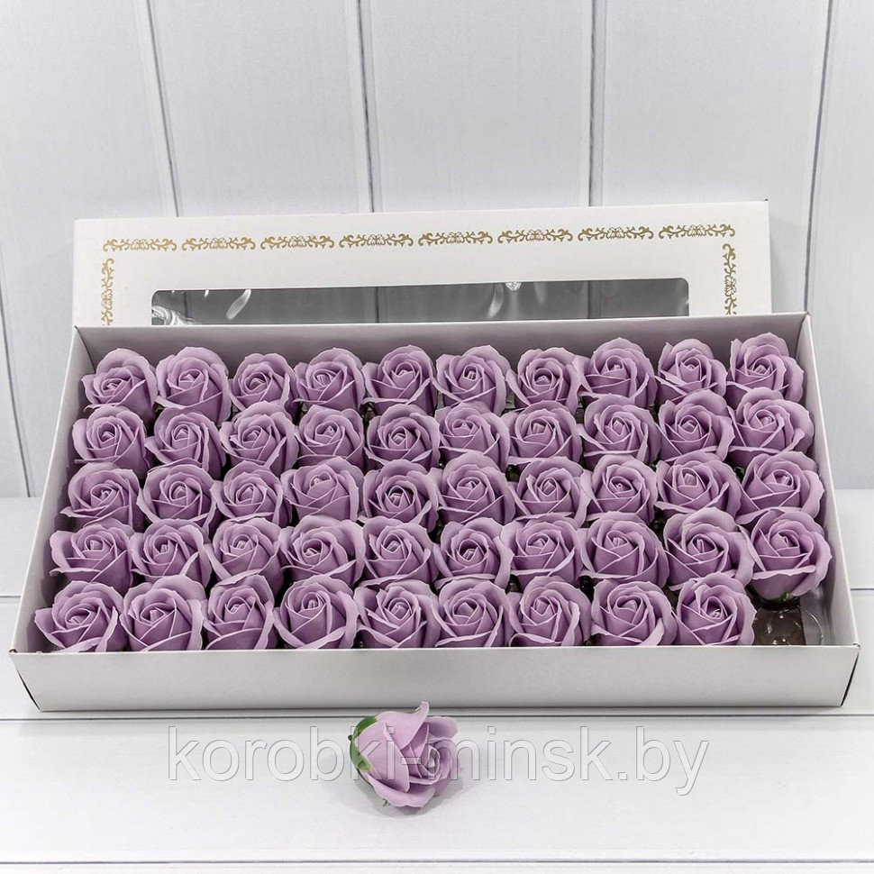 Декоративный цветок-мыло "роза" класс А Пастельно-фиолетовый 5,5*4 50шт.