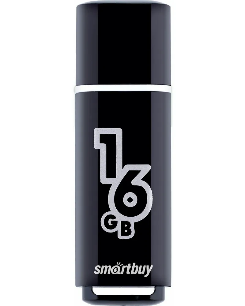 Флешка 16Gb Smart Buy Glossy series, USB 2.0, черный 556849 - фото 1 - id-p224653295