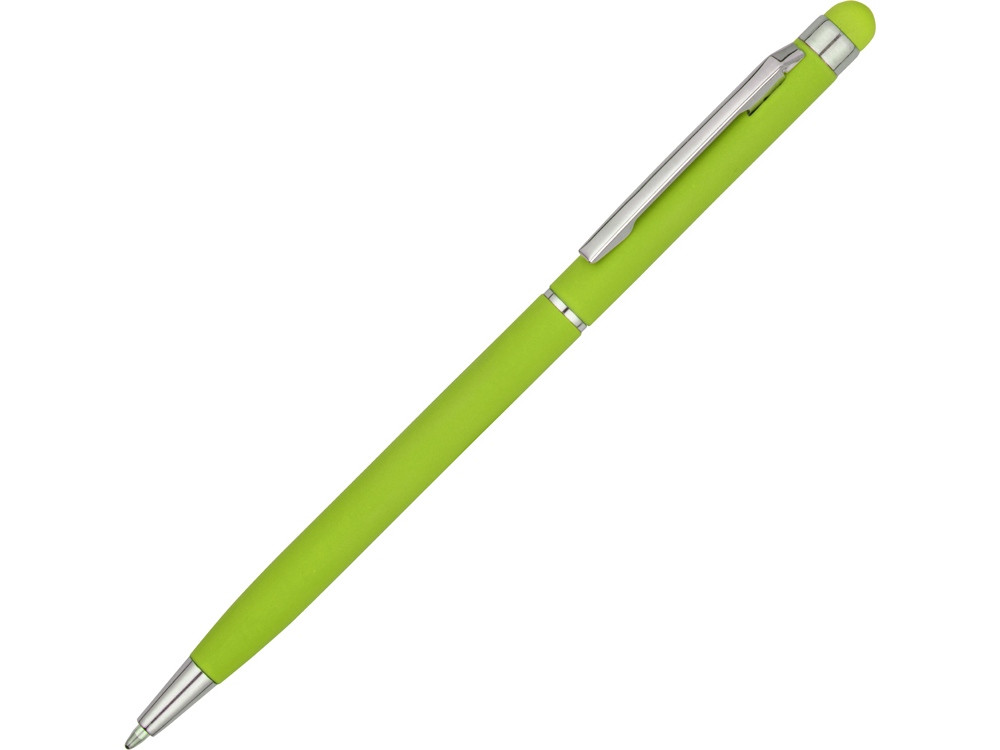 Ручка-стилус шариковая Jucy Soft с покрытием soft touch, зеленое яблоко - фото 1 - id-p224653826