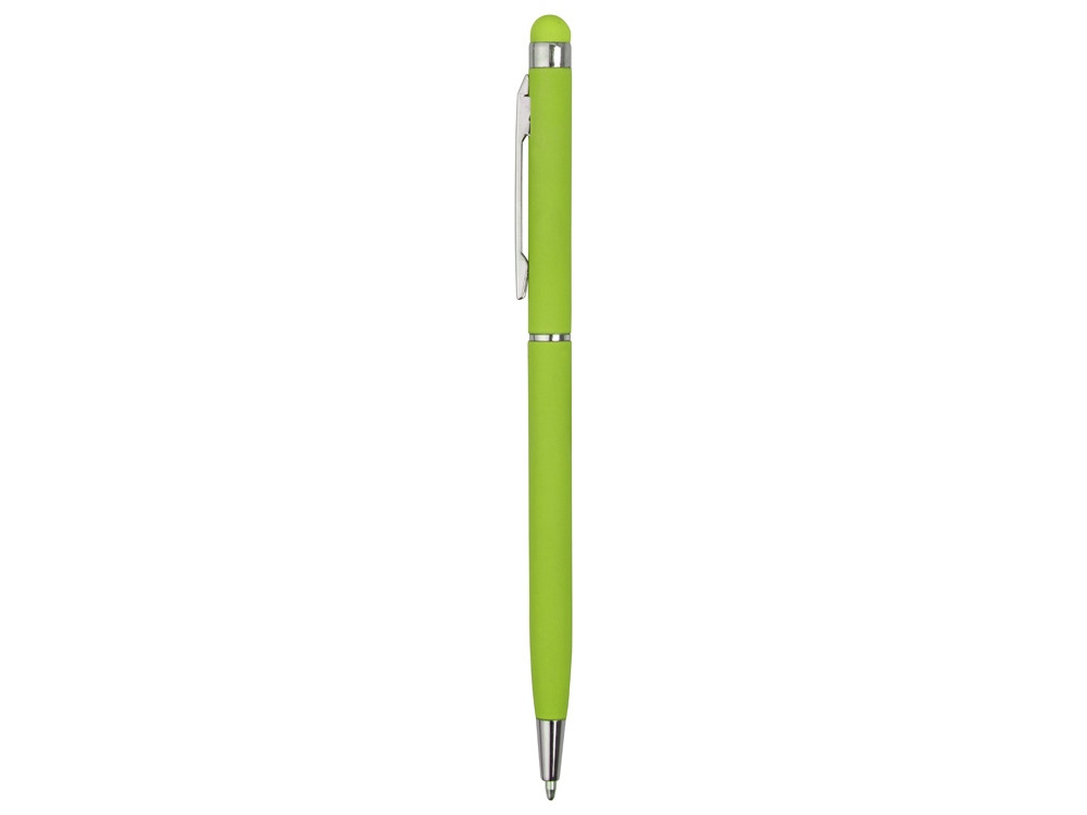 Ручка-стилус шариковая Jucy Soft с покрытием soft touch, зеленое яблоко - фото 3 - id-p224653826