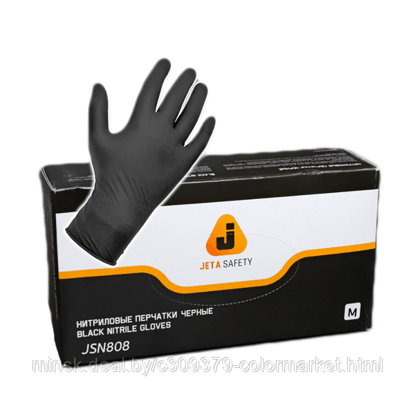 Нитриловые перчатки JETAPRO черные одноразовые, размер M - фото 1 - id-p224556983