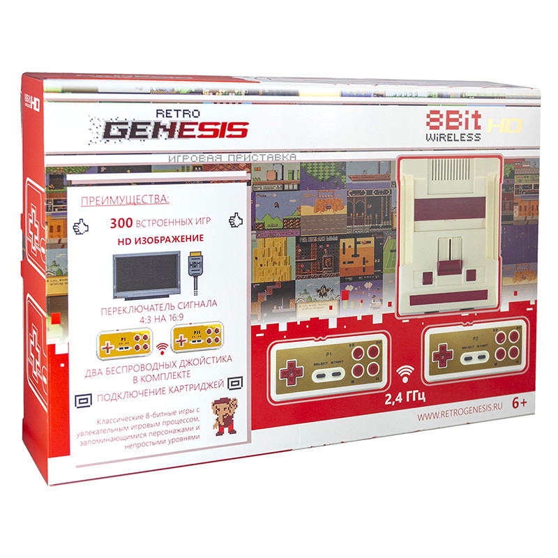 Игровая приставка Retro Genesis 8 Bit HD Wireless 300 игр HDMI