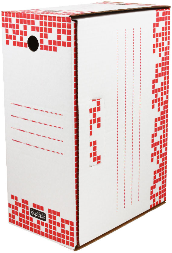Короб архивный из гофрокартона Attache Selection корешок 150 мм, 255*355*150 мм, белый с красным - фото 4 - id-p224657682