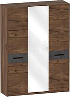 Шкаф распашной Мебельград Глазго 3-х дверный 165x53.5x226.5 (таксония/металл бруклин)