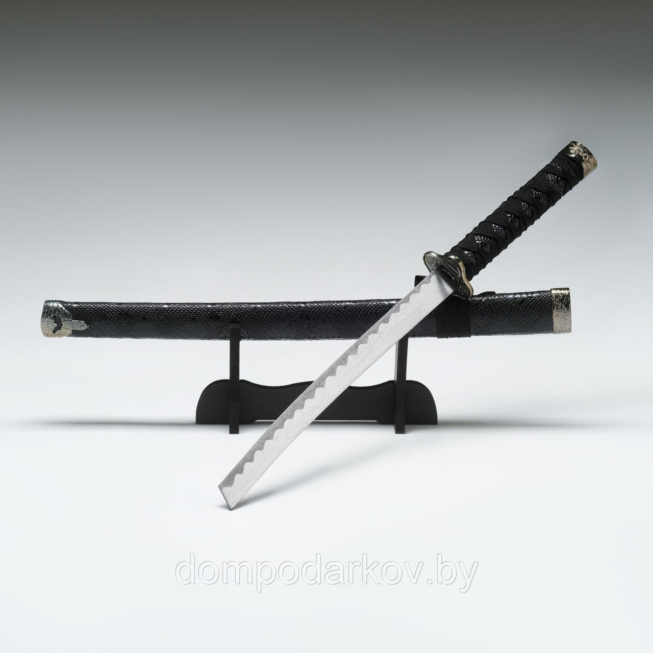 Сувенирное оружие «Катана», чёрные ножны под змеиную кожу, 70 см, без подставки