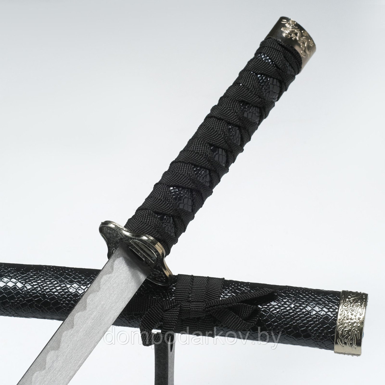 Сувенирное оружие «Катана», чёрные ножны под змеиную кожу, 70 см, без подставки - фото 3 - id-p177269253