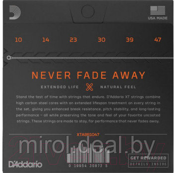 Струны для акустической гитары D'Addario XTABR1047 - фото 2 - id-p224680470