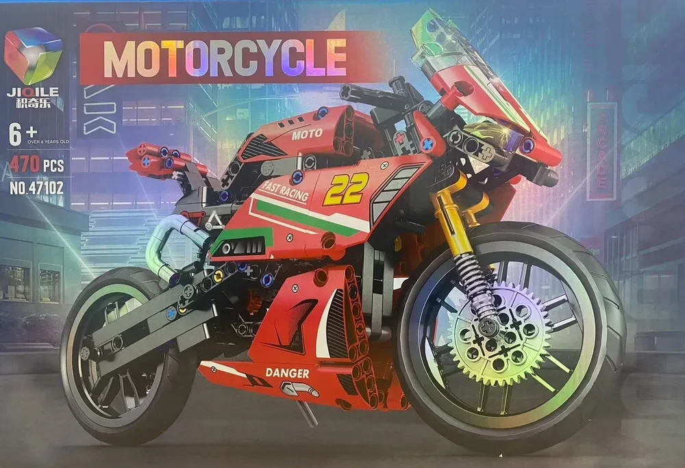 Детский пластиковый конструктор JIQILE "MOTORCYCLE" мотоцикл спортбайк, 470 деталей, 47102