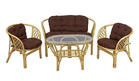 IND Комплект Багама 1 с диваном овальный стол мед подушка коричневая