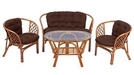 IND Комплект Багама 1 с диваном овальный стол коньяк подушка коричневая
