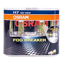 Лампа автомобильная Osram Fog Breaker +60%, H7, 12 В, 55 Вт, набор 2 шт, 62210FBR-HCB