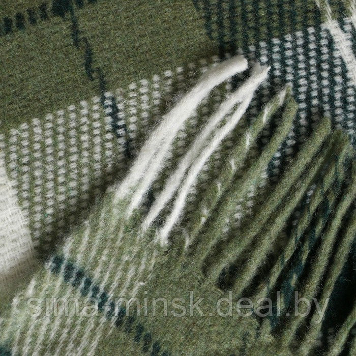 Плед шерстяной "Эльф", размер 140х200 см, цвет белый/салатовый/зелёный - фото 3 - id-p224705709