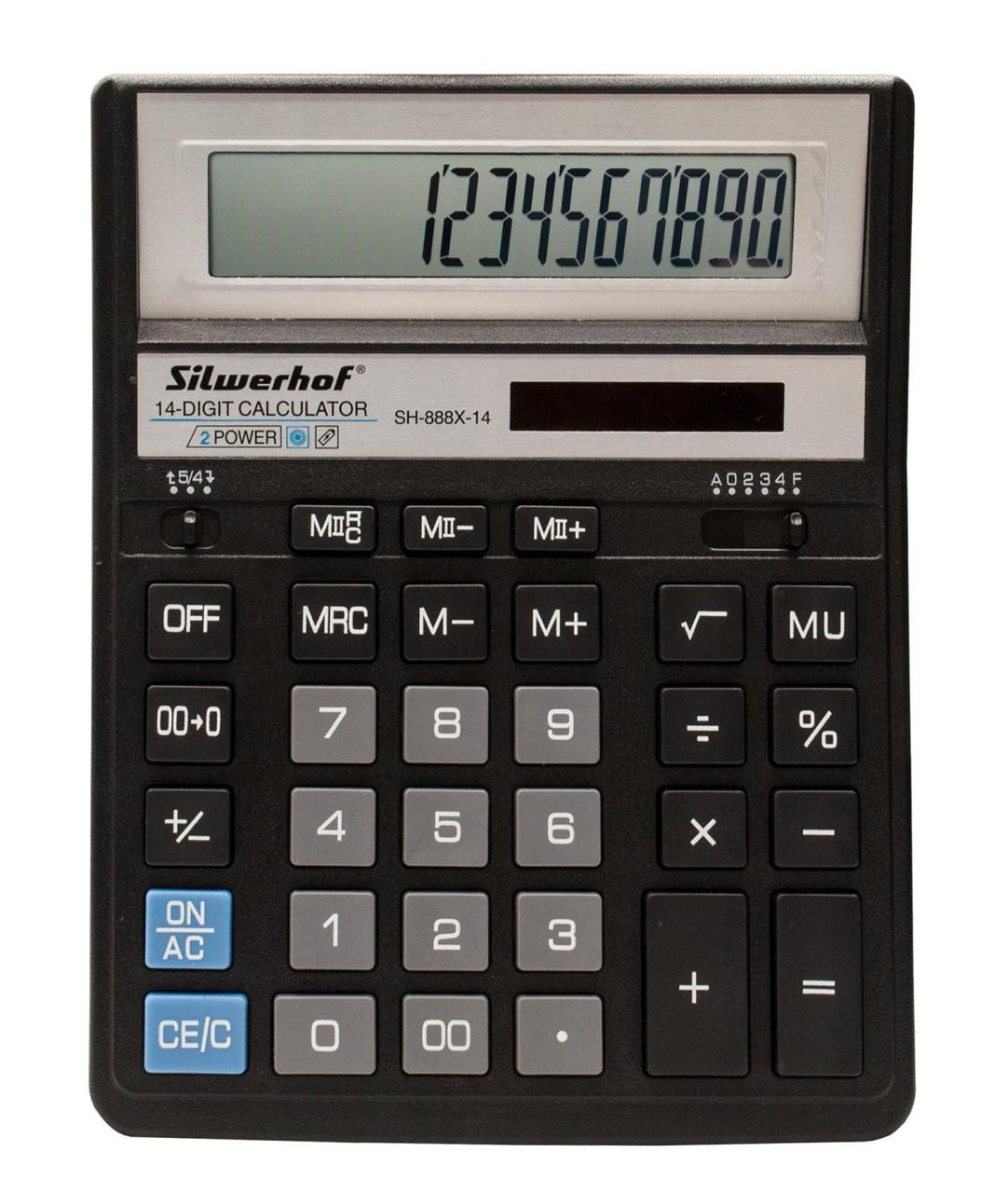 Калькулятор настольный Silwerhof SH-888X-14 черный 14-разр. - фото 1 - id-p224707252