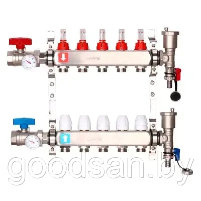 Коллектор регулируемый с расходомерами G422.5 GAPPO 5 выходов нержавейка