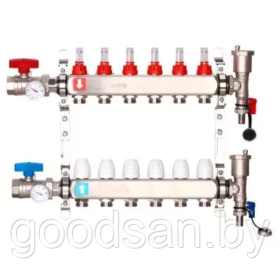 Коллектор регулируемый с расходомерами G422.6 GAPPO 6 выходов нержавейка - фото 1 - id-p224727957