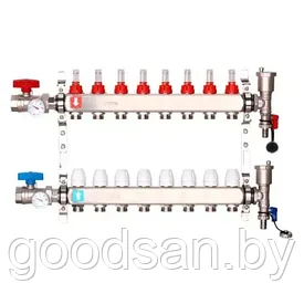 Коллектор регулируемый с расходомерами G422.8 GAPPO 8 выходов нержавейка