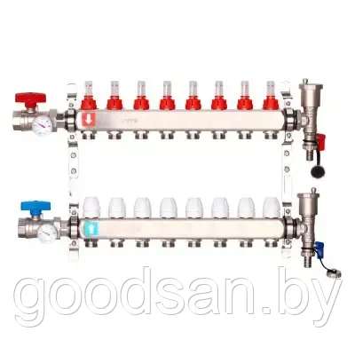 Коллектор регулируемый с расходомерами G422.8 GAPPO 8 выходов нержавейка - фото 1 - id-p224727962