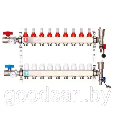 Коллектор регулируемый с расходомерами G422.9 GAPPO 9 выходов нержавейка - фото 1 - id-p224727963
