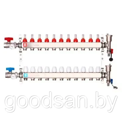 Коллектор регулируемый с расходомерами G422.11 GAPPO 11 выходов нержавейка - фото 1 - id-p224727970