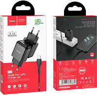 Сетевое устройство для зарядки аккумуляторов N2 Vigour single port charger Set(Type-C)(EU) черный hoco 2,0A