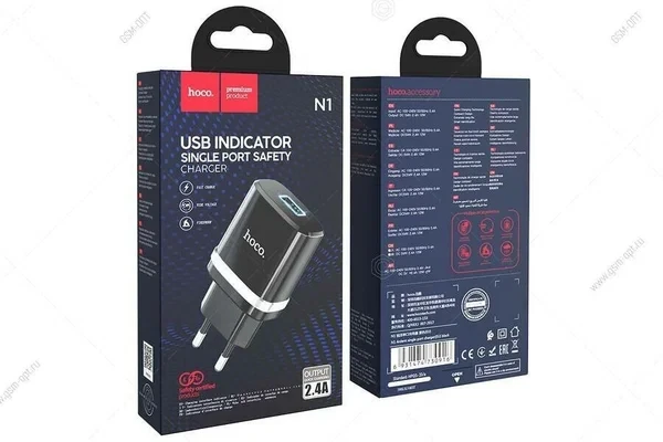 Сетевое устройство для зарядки аккумуляторов  N1 Ardent single port charger(EU) черный hoco 2,4A