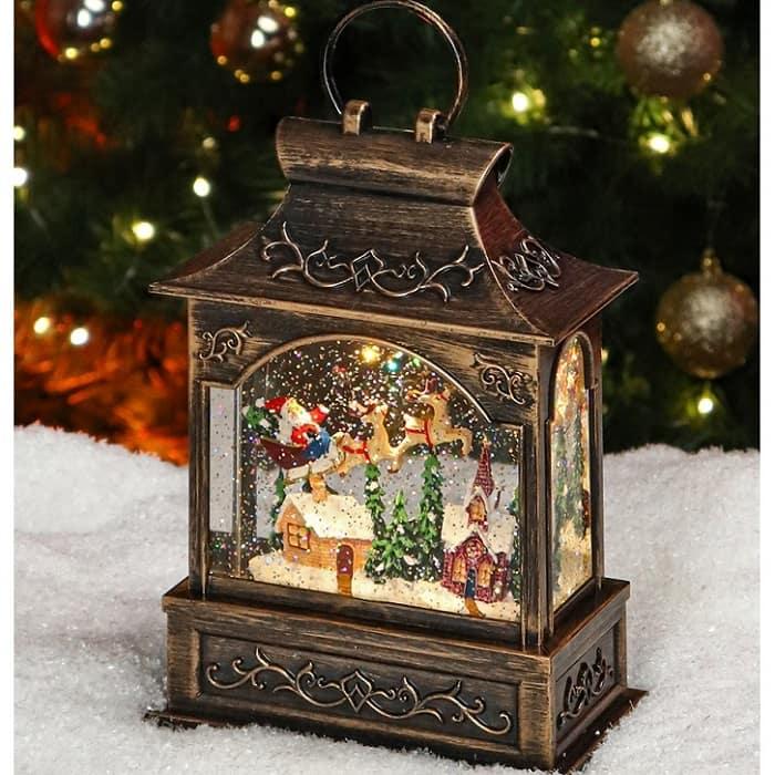 Светильник со снегом «Дед Мороз на санях» музыкальный - фото 1 - id-p224728238