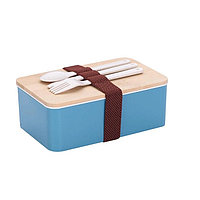 Ланч бокс «Bamboo» с приборами и дополнительным контейнером, цвет голубой