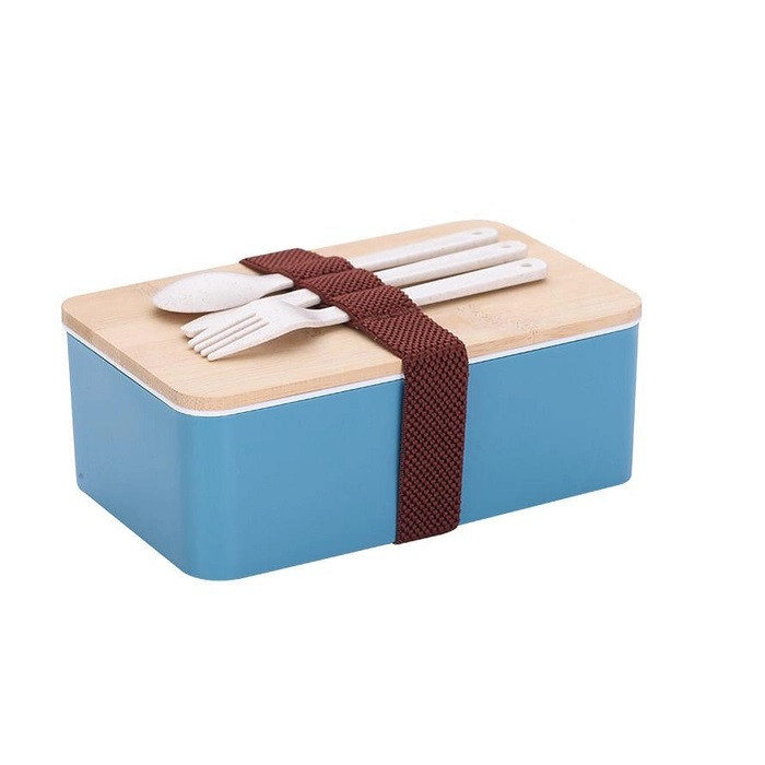 Ланч бокс «Bamboo» с приборами и дополнительным контейнером, цвет голубой - фото 1 - id-p224728275