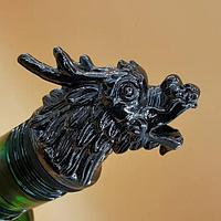 Пробка-дозатор для бутылки «Голова дракона» цвет: черненое серебро