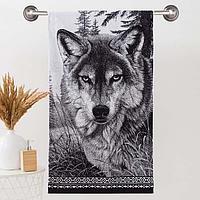 Банное полотенце «Лесной волк» 70х130 см махровое