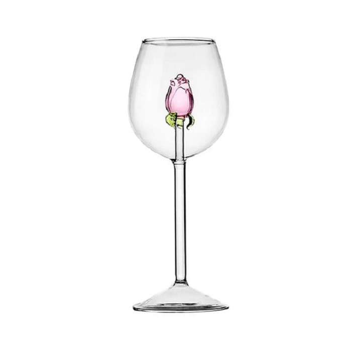 Оригинальный бокал для вина «Pink rose» 300 мл. - фото 1 - id-p224728534