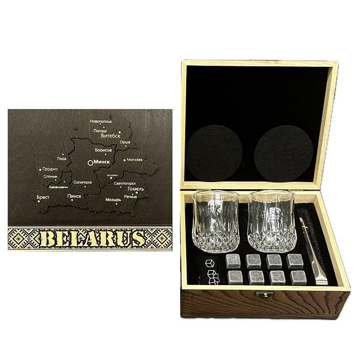 Набор для виски «Беларусь» на 2 персоны в деревянной коробке - фото 1 - id-p224728597