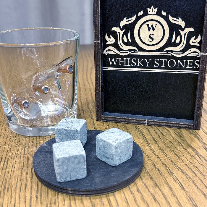 Подарочный набор для виски непробиваемый «WHISKY STONES» стакан с пулями - фото 3 - id-p224728684