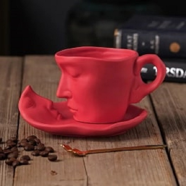 Чайный набор на 1 персону «Отражение» цвет красный: кружка, блюдце, ложка - фото 1 - id-p224728714