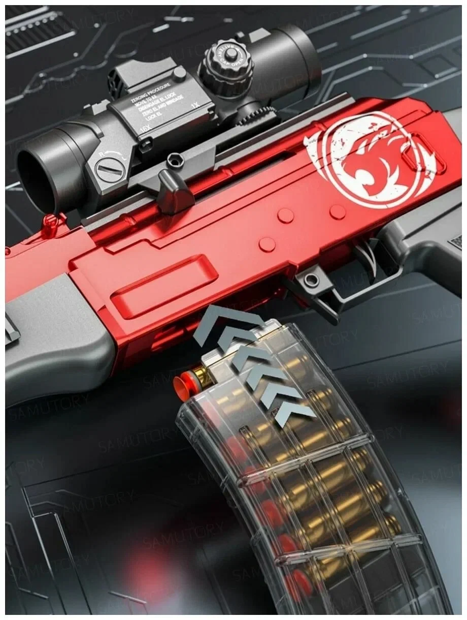 Игрушечный автомат Калашникова AK47 90 см Детское оружие нерф с прицелом, выброс гильз при выстреле - фото 3 - id-p224736039