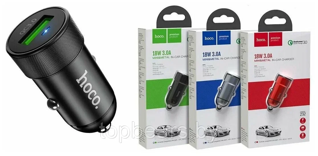 Автомобильное зарядное устройство Z32 Speed Up single port QC3.0 car charger черный hoco - фото 1 - id-p224736569