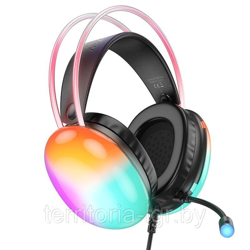 Наушники W109 Plus полноразмерные игровые RGB (2м. USB7.1) черный Hoco - фото 2 - id-p224747070