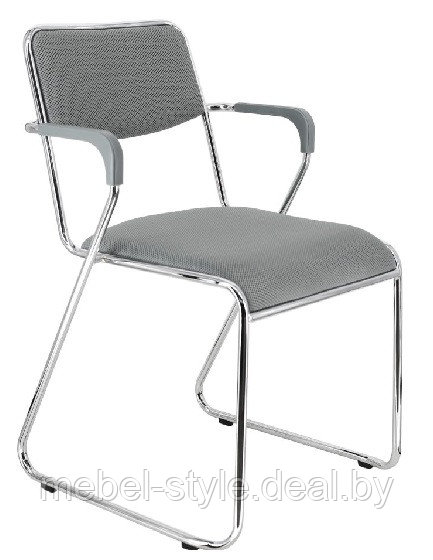 EVERPROF EP -510 кресло на хромированной станине с подлокотниками, стул EP -510 CF ткань сетка серая - фото 7 - id-p224747232